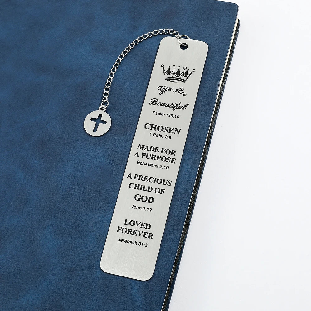 Religious Stainless Steel Bookmarks with Charms，Durable Page Markers for Christians, Bible Readers & Gift - Givers