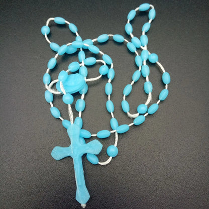 Luminous Glowing Rosary Necklace Plastic Catholic Cross Necklace Religious