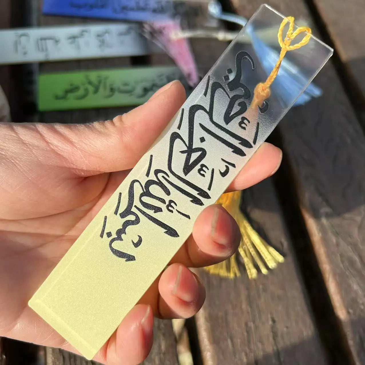6pcs acrylic colored tassel bookmarks, Arabic calligraphy, Muslim Quran, PMMA material, suitable for reading enthusiasts