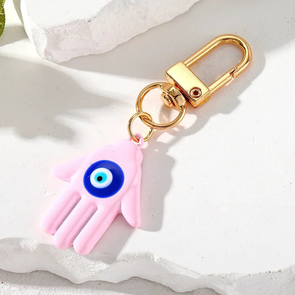 Turkish Blue Evil Eye Keychain Luckly Owl Elephant Butterfly Tortoise Charms With Key Holder Handbag Decorations For Women Men