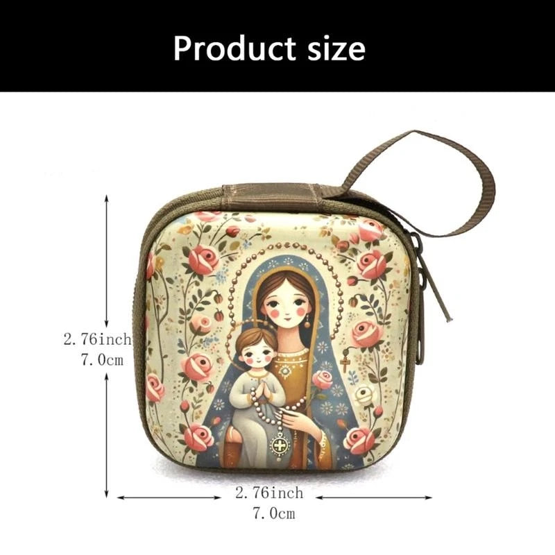 Catholic Rosary Religious Jewelry Storage Box Coin Purse Rosary Prayer Bag