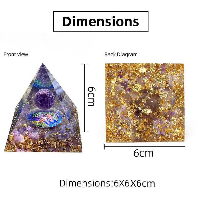 1.97inch Natural Resin Amethyst Pyramid - The Seven Chakras Balancing Tool, Meditation Healing Christmas Decoration