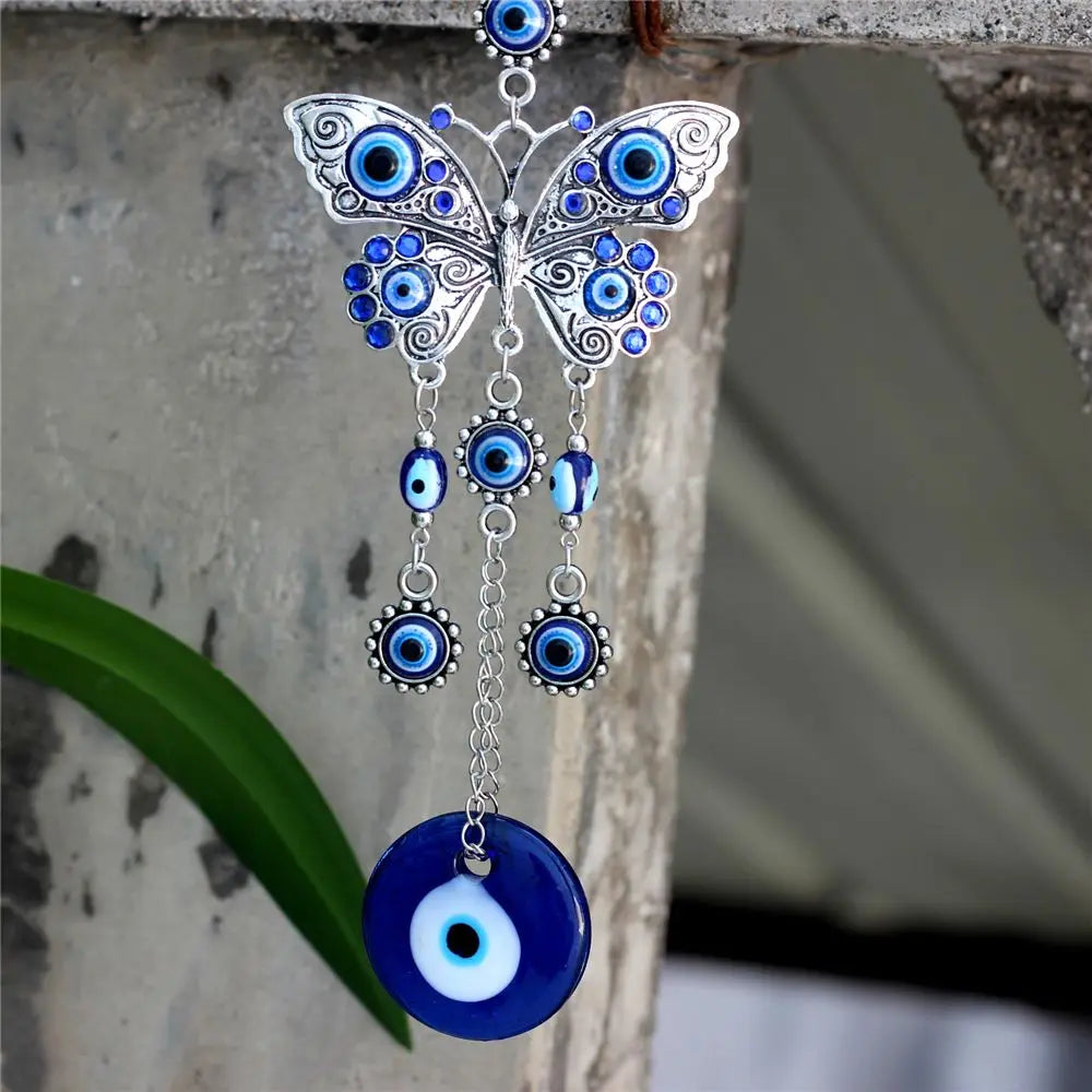 Turkish  Navy Blue Evil Eye Hanging Ornament Butterfly Horseshoe&Elephant Hanging Ornament Blessing Ornament Home Decor