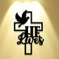 Faith Hope Love Christian Cross Metal Wall Art 15.75in Black Gold Dove Home Decor
