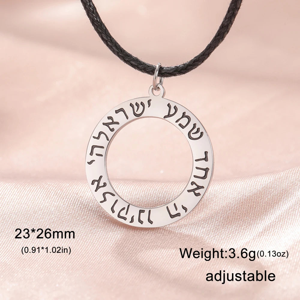 Dawapara Jewish Star of David Hebrew Shema Necklace Judaica Prayer Blessing Holy Pendant Stainless Steel Kabbalah Jewelry