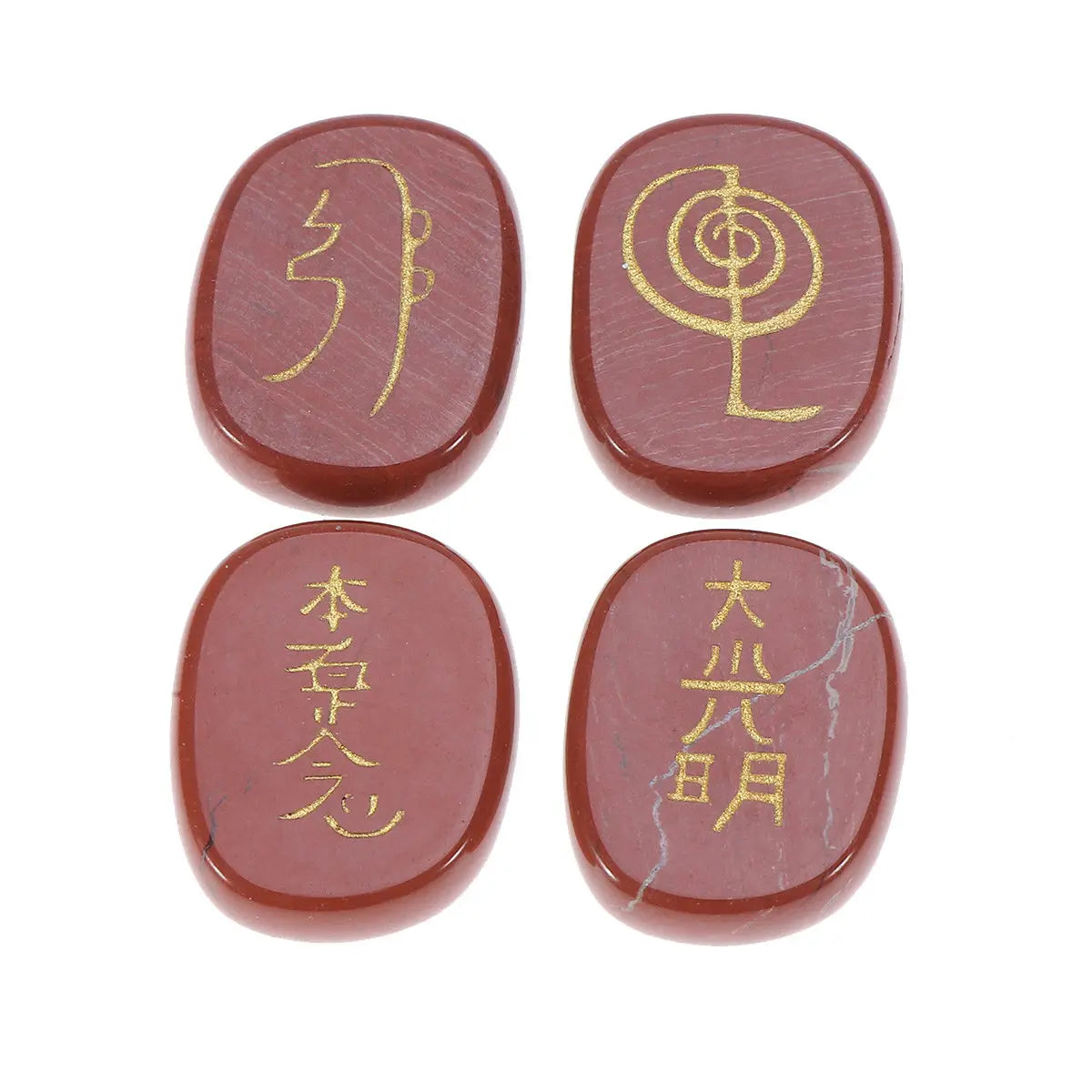 Engraved Red Jasper Chakra Gemstone Palm Stone for Healing Meditation Energy Balancing Portable Tool