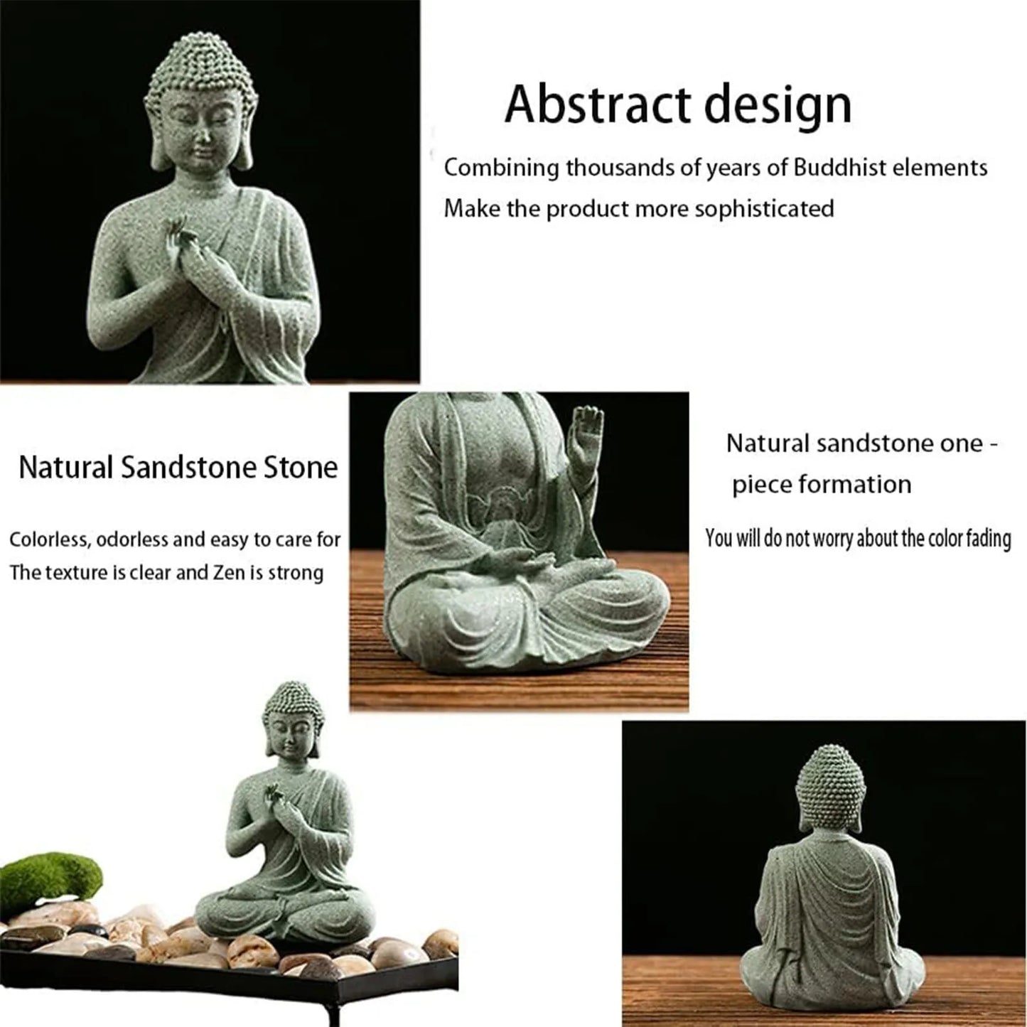 Stone Buddha Statue Ornaments Creative Craft Tabletop Statue Gift for Housewarmin