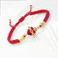 Red/Black Rope Braided Sacred Heart Shaped Crystal Cross Bracelet Classic for Men Women Lucky Religious Jewelry Party Gift
