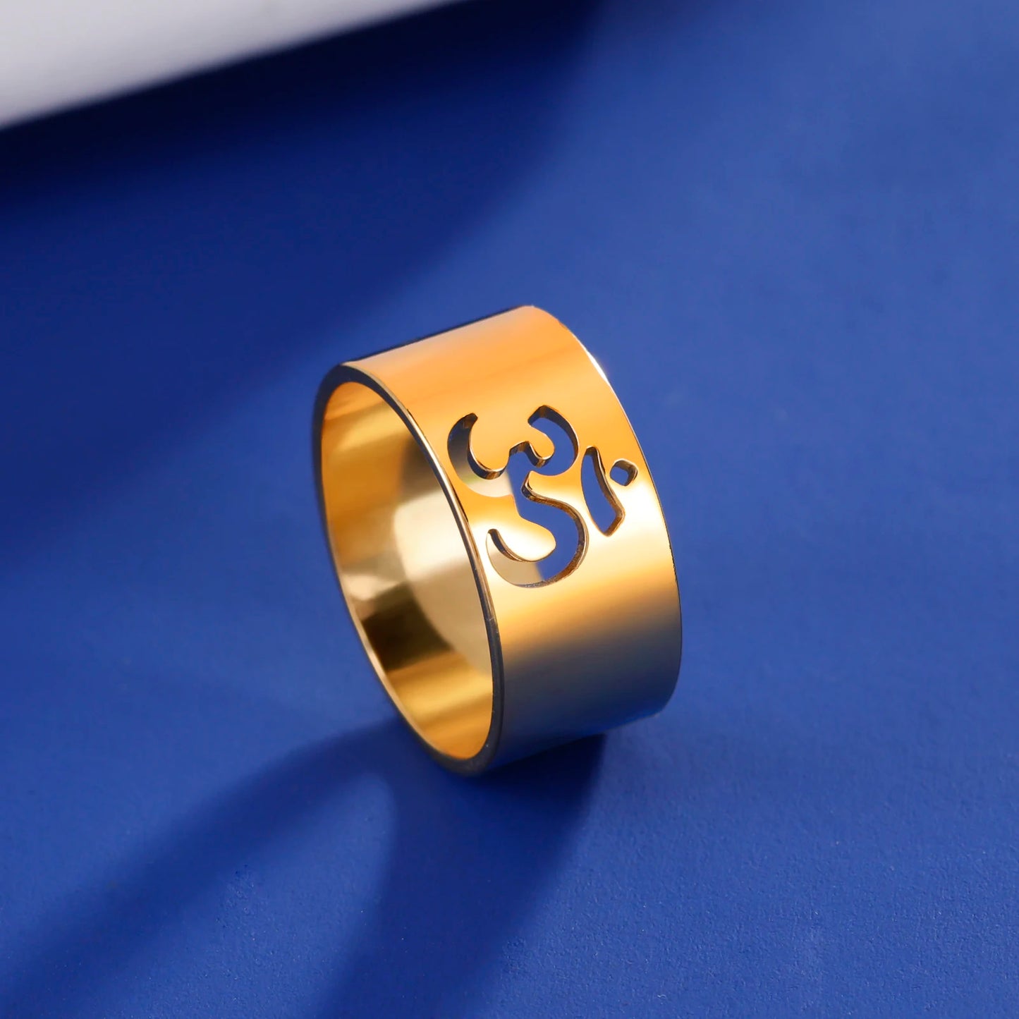 LIKGREAT Buddhism Indian Yoga Om Symbol Rings for Women Stainless Steel Supernatural Religious Talisman Amulet Jewelry Gifts New
