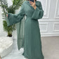 Sweet Slim-Fit Hijabi Abaya Dress-Fixed Long Scarf, Integrated Waist Belts, Decorative Pin. Ramadan Eid Party Muslim Women Dress