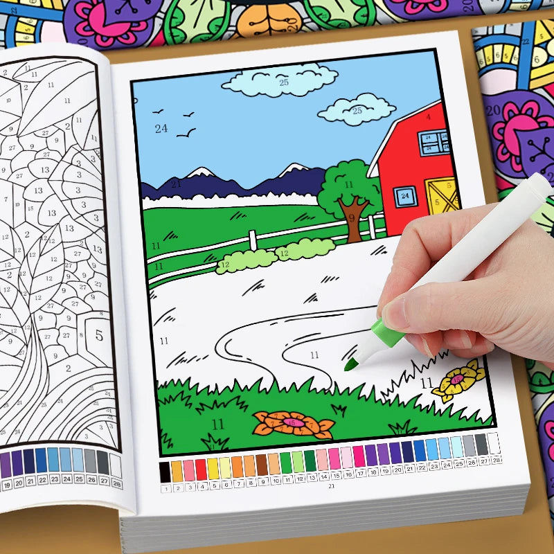 32 Pages Color By Number Mandala Coloring Book for Adults Relaxation Stress Relief Mindfulness Anti-Anxiety Therapy Gift