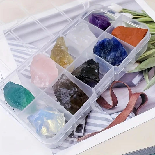10PCs/Box Natural Crystal Rough Raw Set Energy Gemstones Rough Rocks And Mineral Chakra Stone With Box