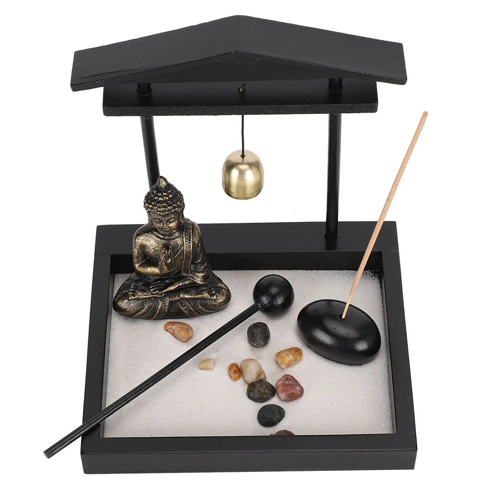 Buddha Sand Tray Zen Garden Decor Resin Craft Home Ornament for Living Room Desktop Meditation Focus Innovative Mindful Gift