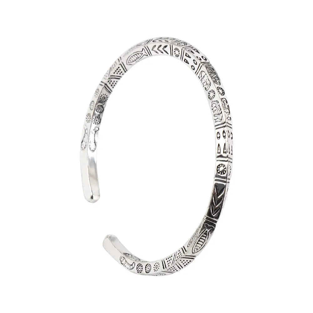 Opening Design Vintage Carved Totem Bracelet Adjustable Silver Twist Armband Cuff Open Bracelet Mobius High Quality