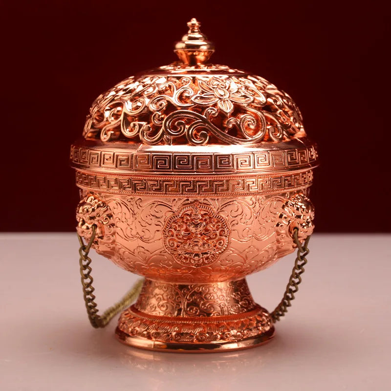 Small Tibetan galsang flower hanging incense burner, Alloy eight-auspicious spice powder incense burner, Home aroma ornaments