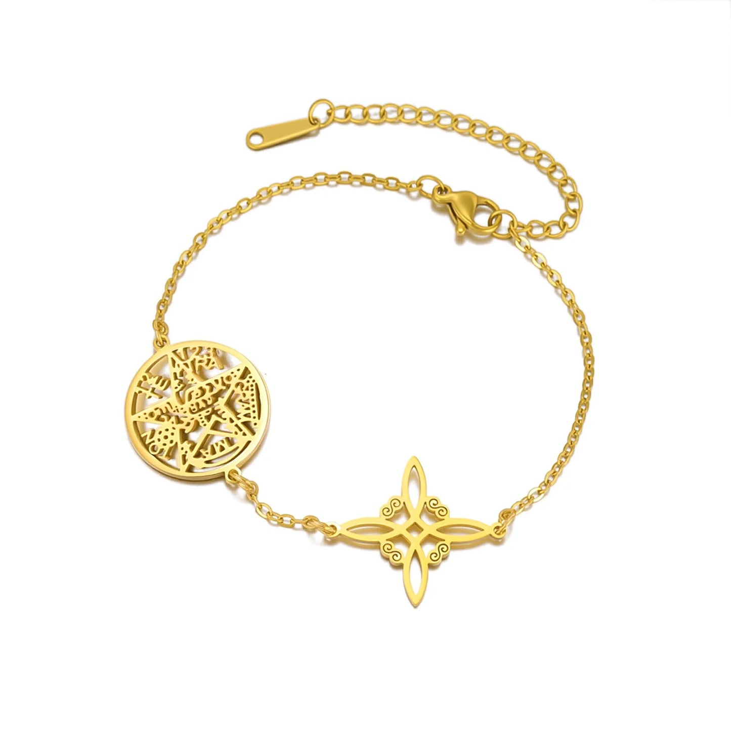 Jeshayuan Witch Knot Bracelet Jewish Hebrew Tetragrammaton Bracelet Witchcraft Pentagram Bracelet For Women Amulet Jewelry Gift
