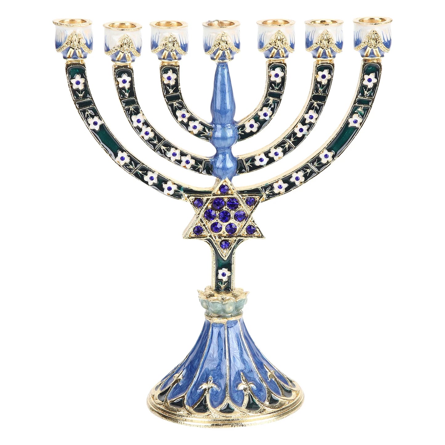 Holder Centerpiece Christmas Decorations Hanukkah Holdersticks Blue Jewish Menorah
