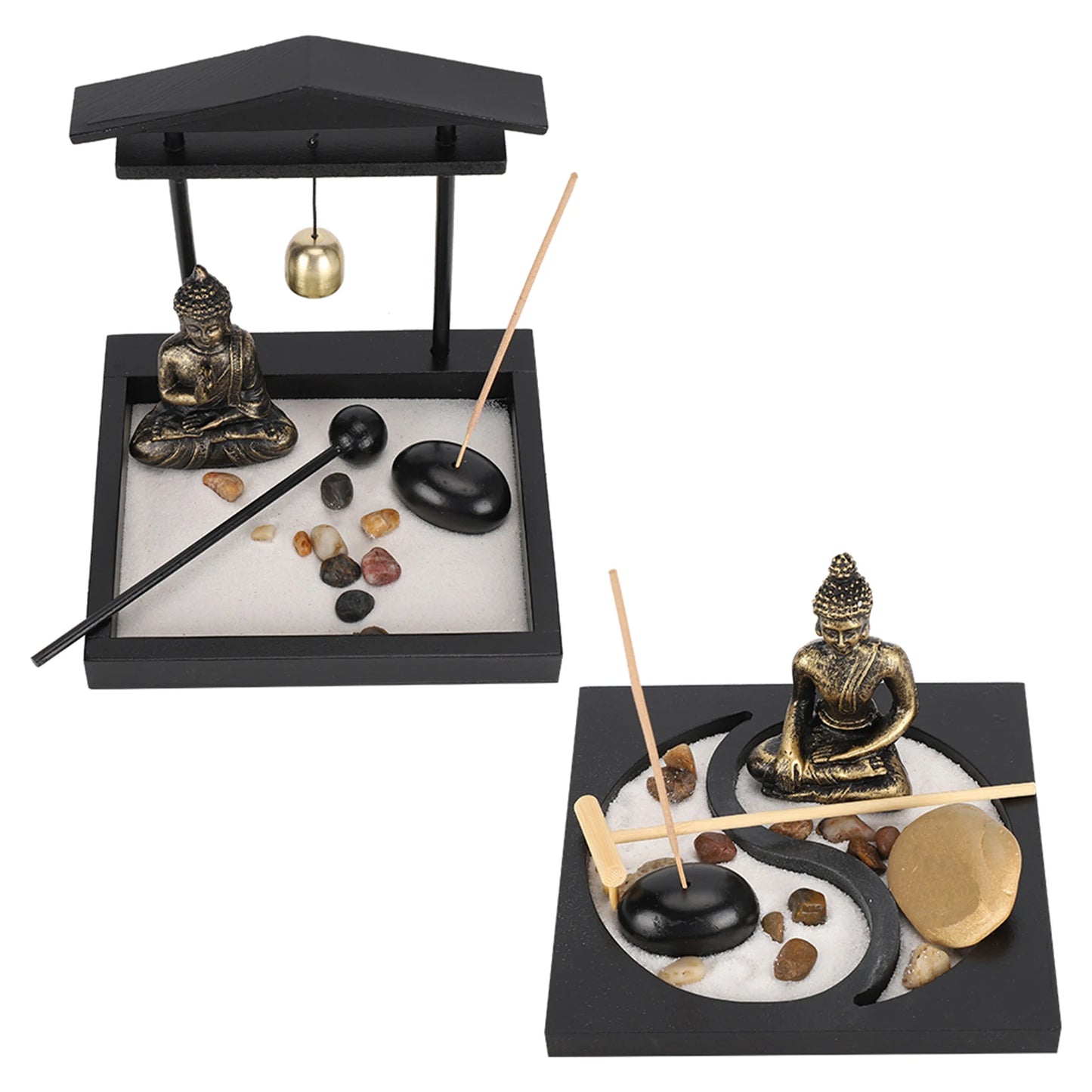 Buddha Sand Tray Zen Garden Decor Resin Craft Home Ornament for Living Room Desktop Meditation Focus Innovative Mindful Gift
