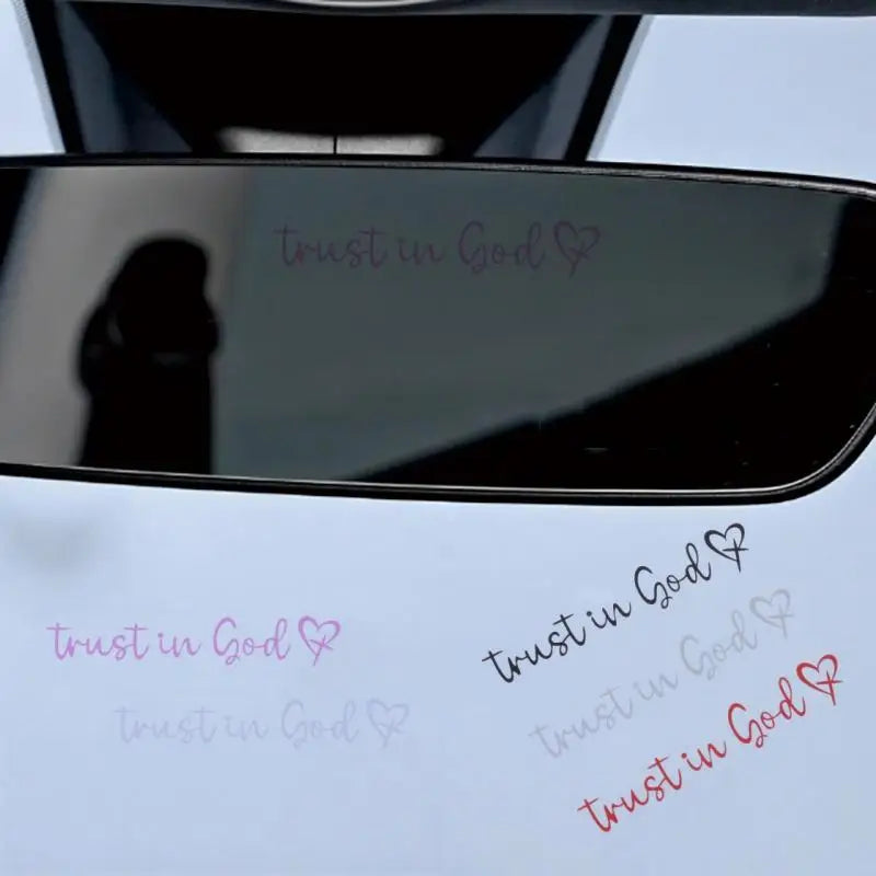 Trust In God Heart Car Rear View Mirror Sticker Decal Faith Bible Verse Christian Church Auto Vehicle Bumper Decor