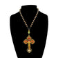 HTISOK Orthodox Crucifix Gold Cross Necklace Wooden Rosary Beaded Chain Religious Jesus Prayer Jewelry