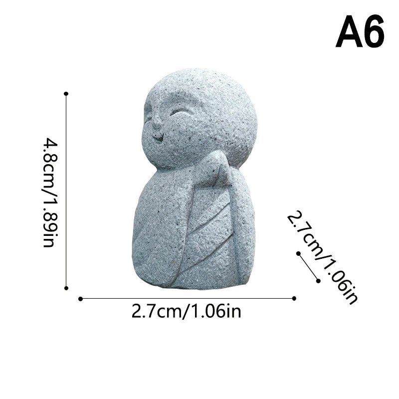 Buddha Statues Cute Little Jizo Buddha Sculpture Figurines Garden Ornaments Japanese Buddha Ksitigarbha Aquarium Bonsai