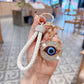 Creative Demon Eye Car Keychain Personalized Blue Eye Bag Pendant Handmade Braided Rope Key Ring Accessories