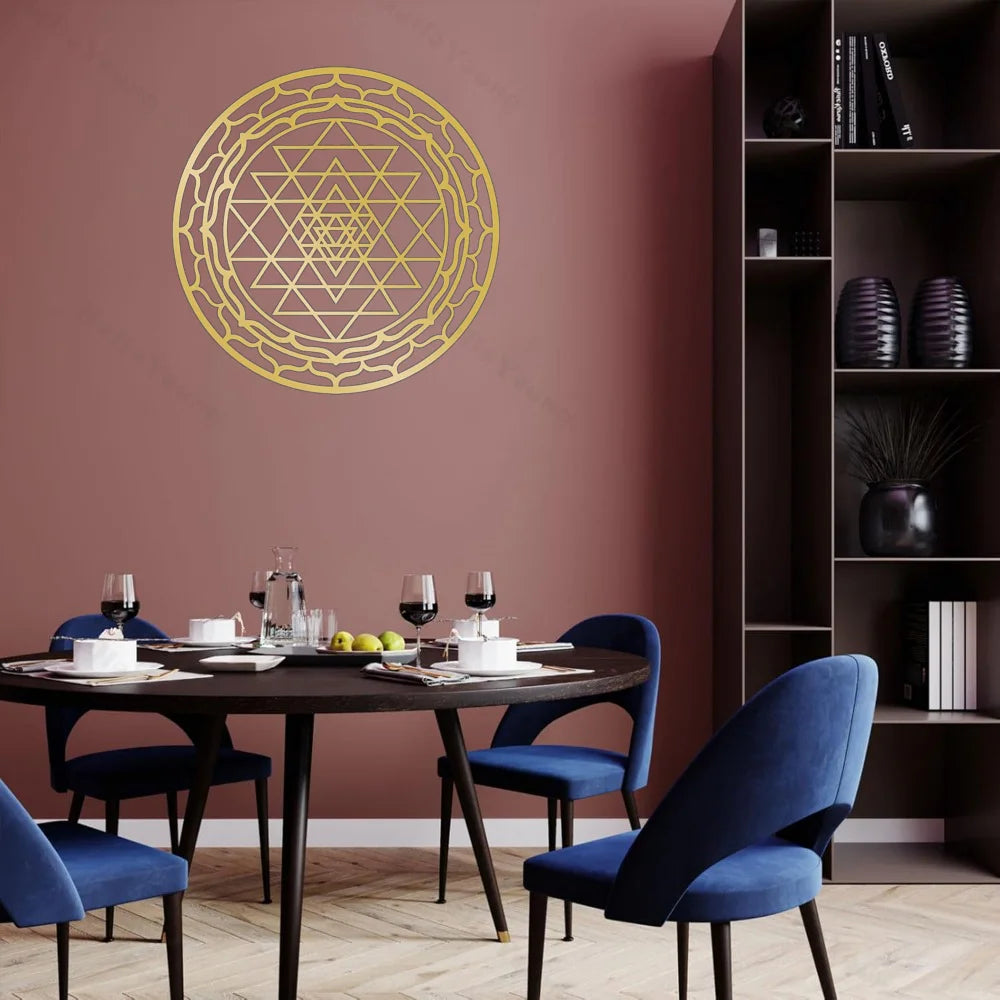 Sacred Yantra Mandala Metal Wall Sculpture | Divine Geometry Circular Decor | Halloween & Christmas Gift