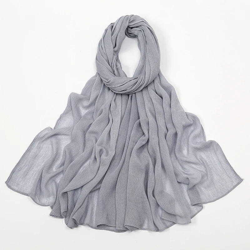 New Crinkle Rayon Hijab For Women Muslim Scarf Long Shawls Solid Islamic Turban Headband Heascarf Wraps Ramandan Headband