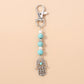 Aihua Lucky Eye Alloy Fatima Hand Keychain Heart Glass Bead Blue Turkish Evil Eye Key Chain Car Keyring for Women Men Jewelry