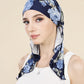 Muslim Fashion Print Hijab Turban Hats Long Tail Head Wraps Elastic Hijab Hats Breathable Chemo Cap For Women Girls