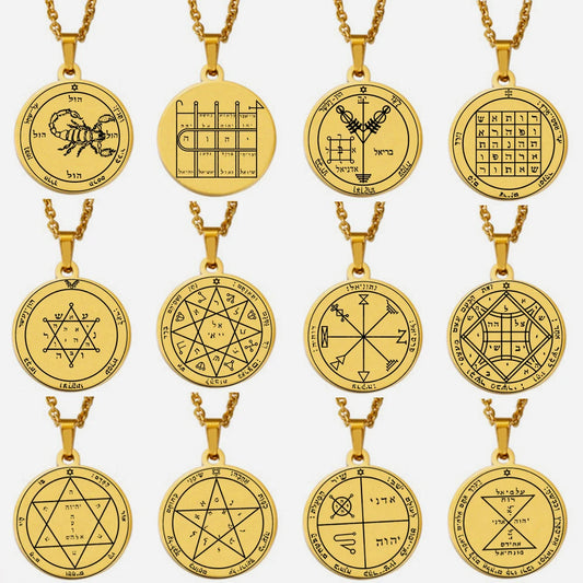 King Solomon Seal Talisman Amulet Jewelry Prosperity Manifest Love Pentacles Coin Medallion Stainless Steel Pendant Necklace