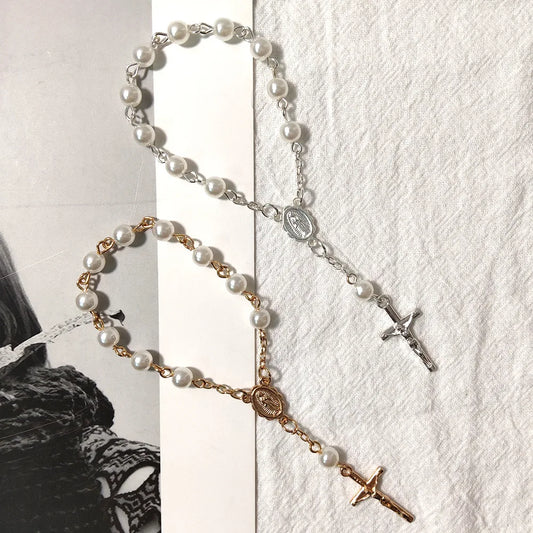 10-100pcs Mini Rosaries Memories for Baptism Catholic Communion Cross Mini Rosary Bracelet Bead for Baptism Favors Christening