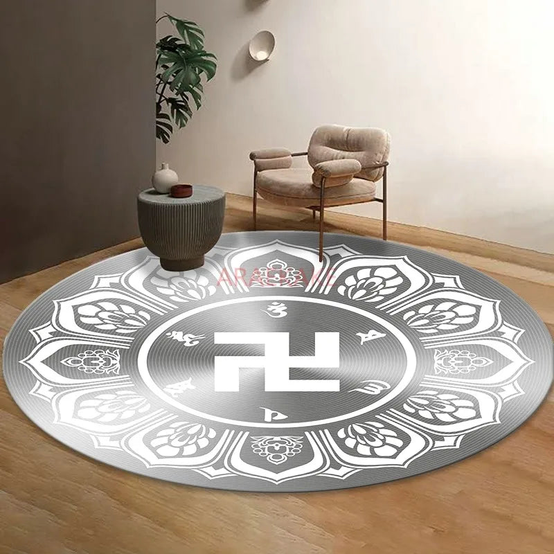 Six character mantra floor mat meditation mat energy yoga meditation mat circular anti slip mat