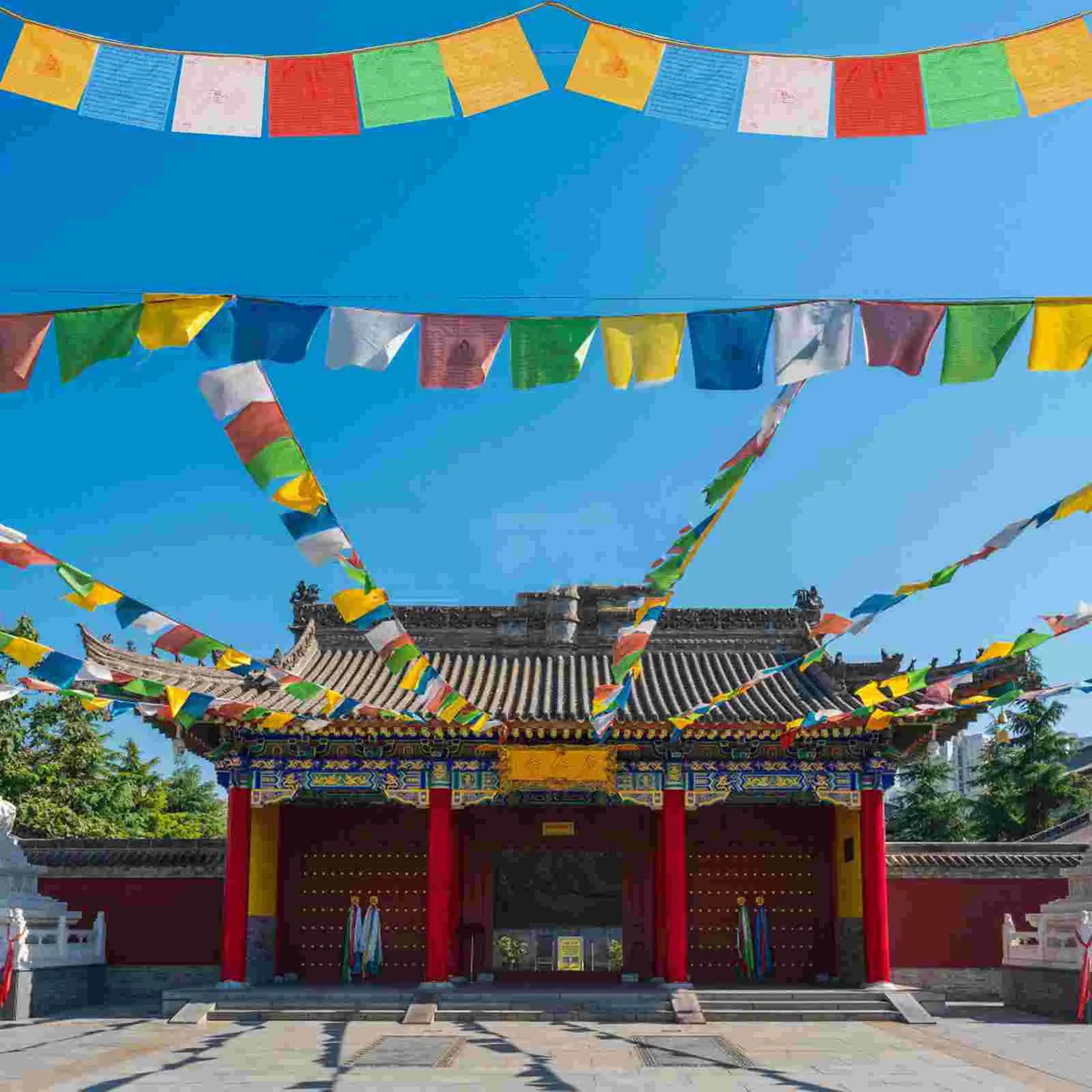 20sheets Meditation Flag Satin Prayer Banners Nepal Home Prayer Flag Tibet Banner Garden Flags