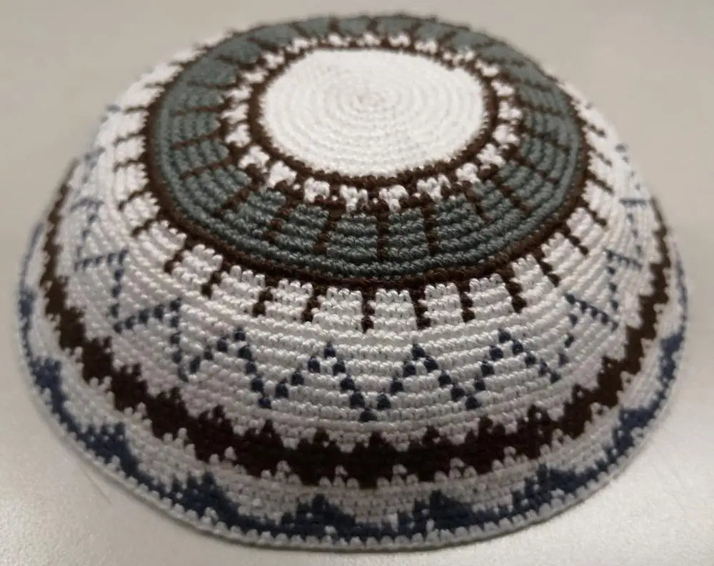 HIGH QUALITY HANDMADE KNITTED YARMULKE KIPPAH WHITE TOP PRICE PER PIECE
