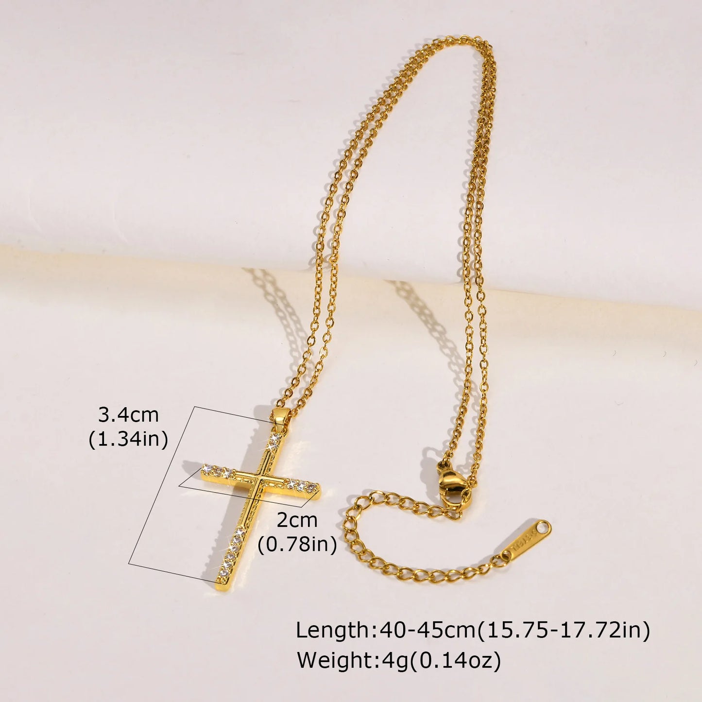 Vnox Christian Religion Necklaces For Women Men, Zircon Cross Pendant Charm Necklace, Classic Gold Plated Jewelry