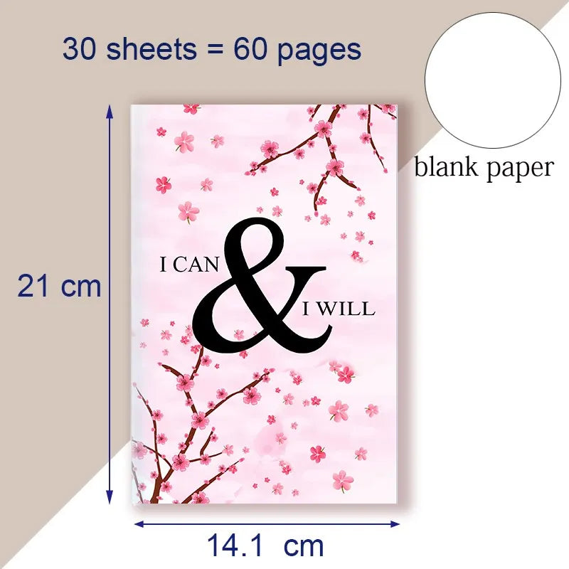 A5 Notebook Note Book Motivational Quote - I Can and I Will - Sketch Writing Blank Journal Success Notepad New Job Graduation