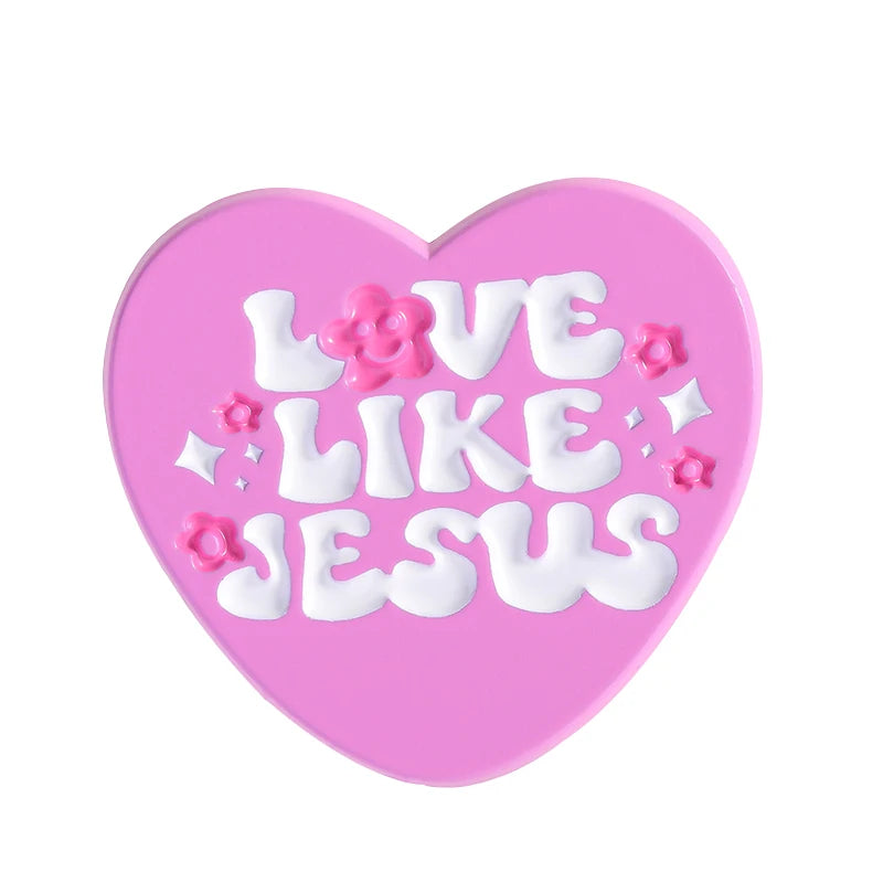 Love Likes Jesus Enamel Pin Pink Heart Christian Quotes Metal Brooch Lapel Backpack Badge Jewelry Accessories Gift for Friends