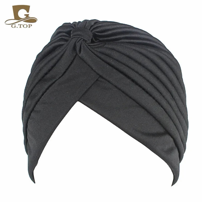 NEW Luxury Divas Stretchable turban Head wrap hat with beaded pendant women Headwear