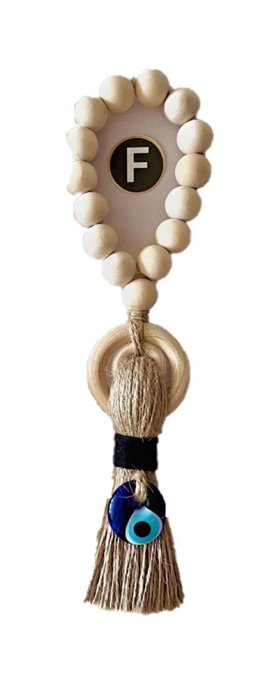 Wooden Guardian Amulet Tassel with Glass Evil Eye Bead Door-Knob Handle Hanging Modern Home Aesthetic Décor Home Decor Gift