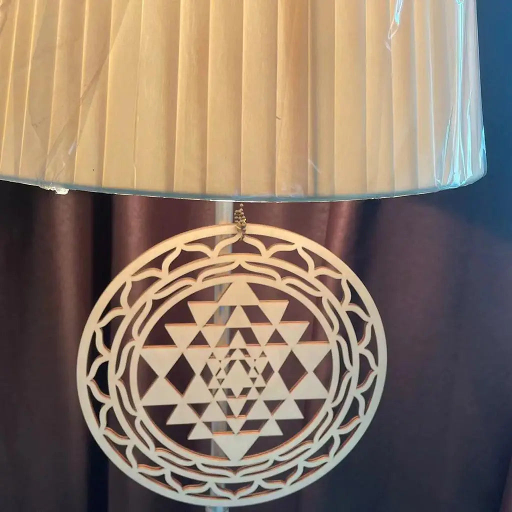 Sri Yantra Wall Decor Wood Wall Sculpture Sacred Geometry Crystal for Meditation