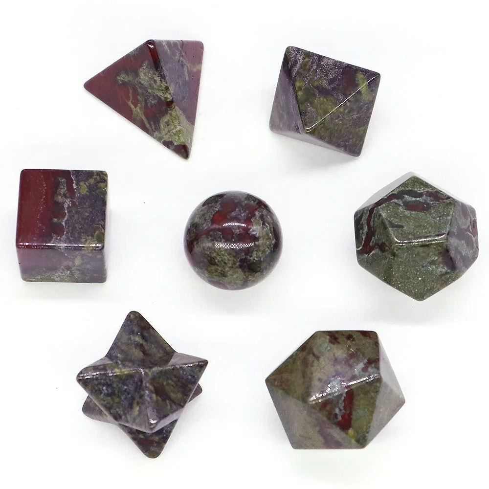 7Pcs Platonic Solid Sacred Stones Geometry Set Natural Crystals Reiki Healing Chakra Gemstones Lucky Home Decoration Gifts