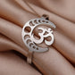 Dawapara Buddhism Spiritual OM Ohm Symbol Adjustable Ring Spiral Sacred Geometry Finger Ring Stainless Steel Jewelry