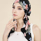 Muslim Fashion Print Hijab Turban Hats Long Tail Head Wraps Elastic Hijab Hats Breathable Chemo Cap For Women Girls