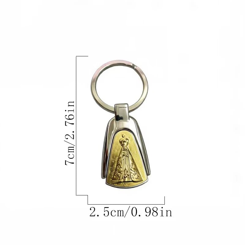 Gold Silver Plated Catholic Virgin Mary Keychain Set Religious Key Ring for Car Keys Faith Gift for Men Women Christian Devotion