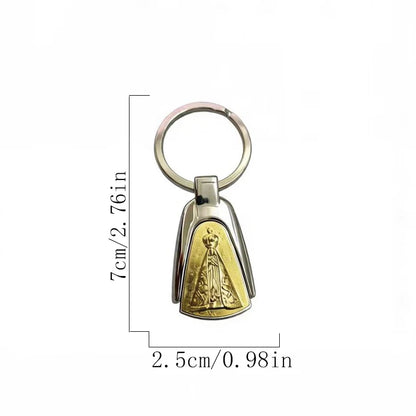 Gold Silver Plated Catholic Virgin Mary Keychain Set Religious Key Ring for Car Keys Faith Gift for Men Women Christian Devotion