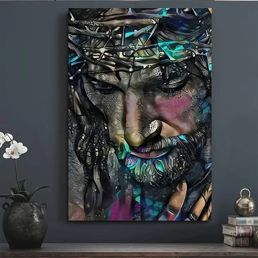 2D Flat Canvas Print Featuring Colorful Art, Framed in Vintage Wood. This Christian Artwork Serves As Wall Decor