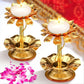 ETRT 2 Pcs Diwali Lotus Candle Holder Metal Diya for Diwali Pooja Lotus Ghee Lamp Candle Holder Indian Diyas Decorations