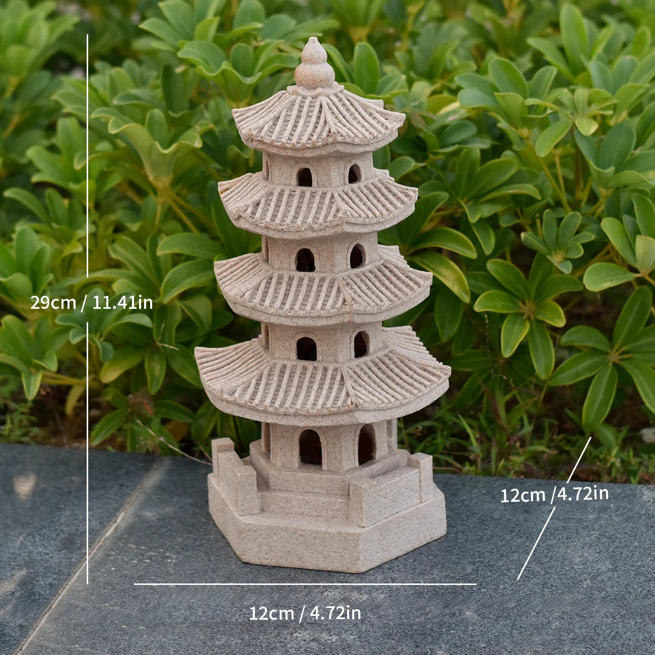 Japanese Pagoda Statue Zen Garden Lantern Resin Stone Tower Sculpture Buddha Decor for Patio Backyard Meditation Home Ornament