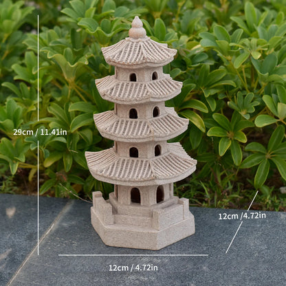 Japanese Pagoda Statue Zen Garden Lantern Resin Stone Tower Sculpture Buddha Decor for Patio Backyard Meditation Home Ornament